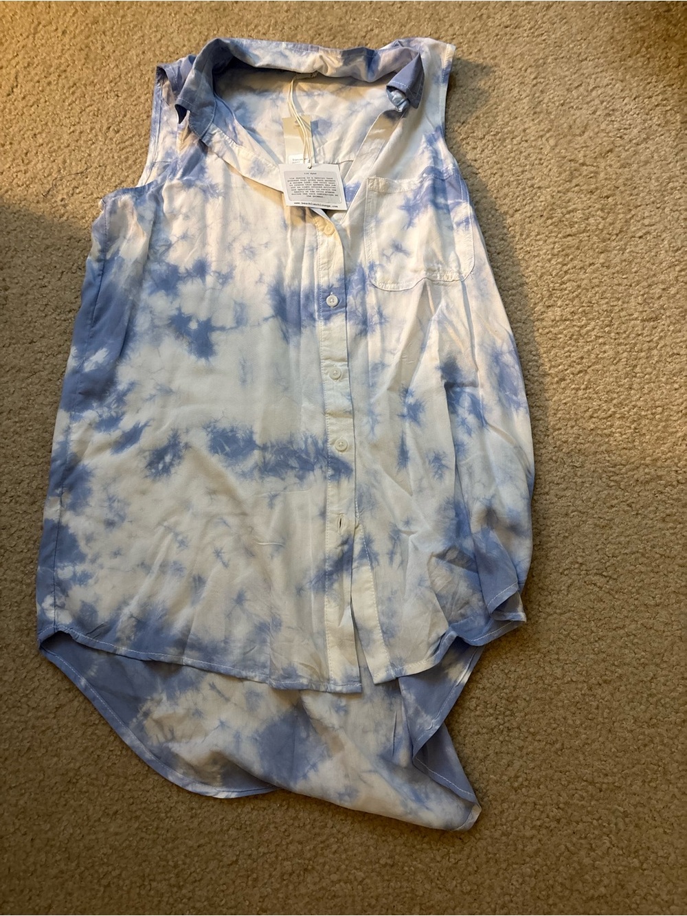 Sleeveless Tie-Dye Button Front Top NWT